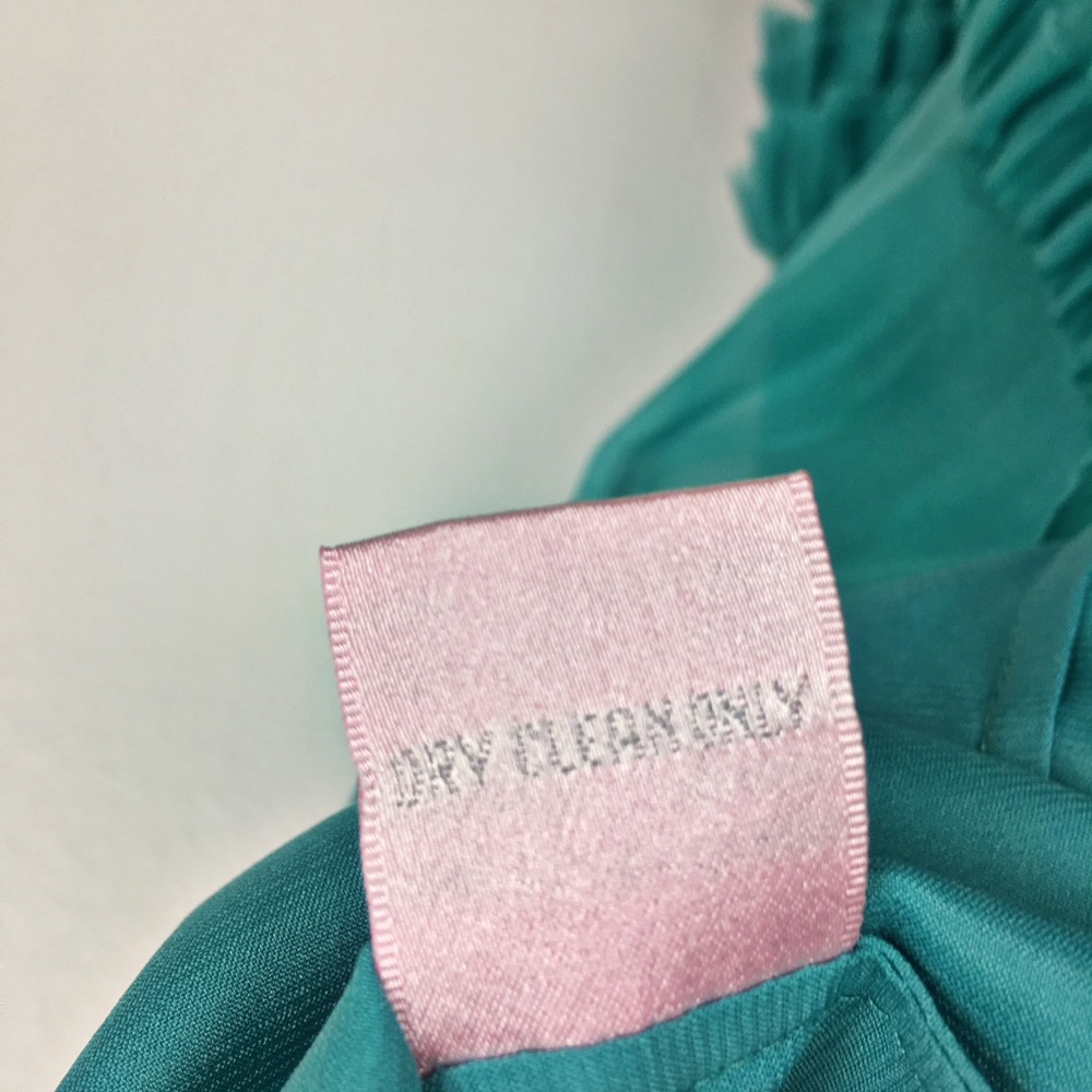 Rebecca Taylor turquoise silk sheer rosette dress - Picture 6 of 8